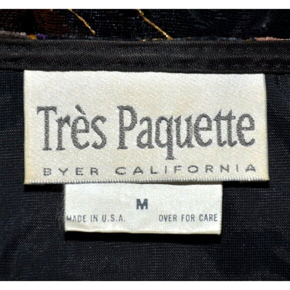 Vintage 80's Tres Paquette Velvet Blazer Jacket Mixed Print Size M Unique Retro - Picture 8 of 10